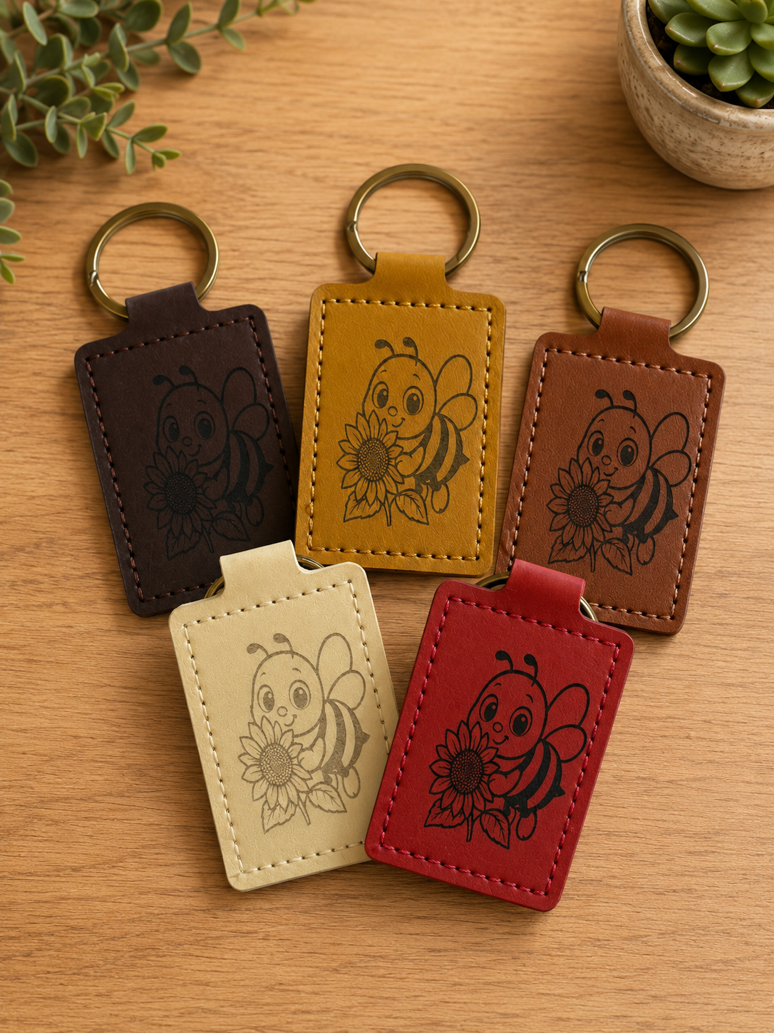 Engraved Leather Keychains