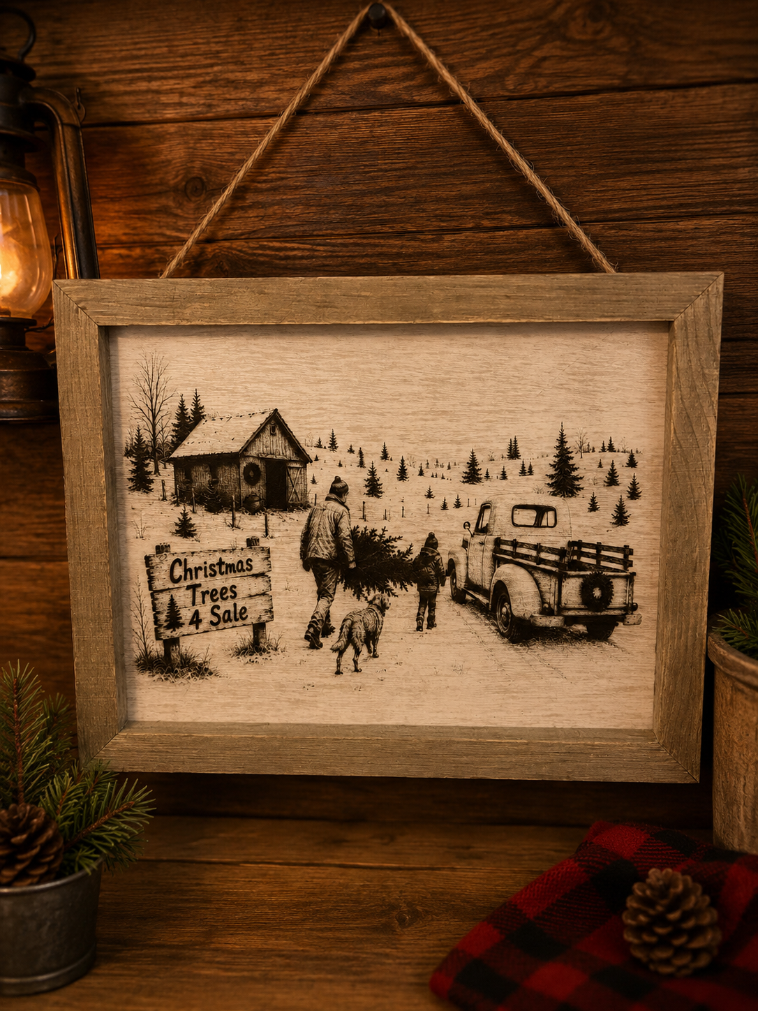 Christmas Whitewashed Wood Engravings