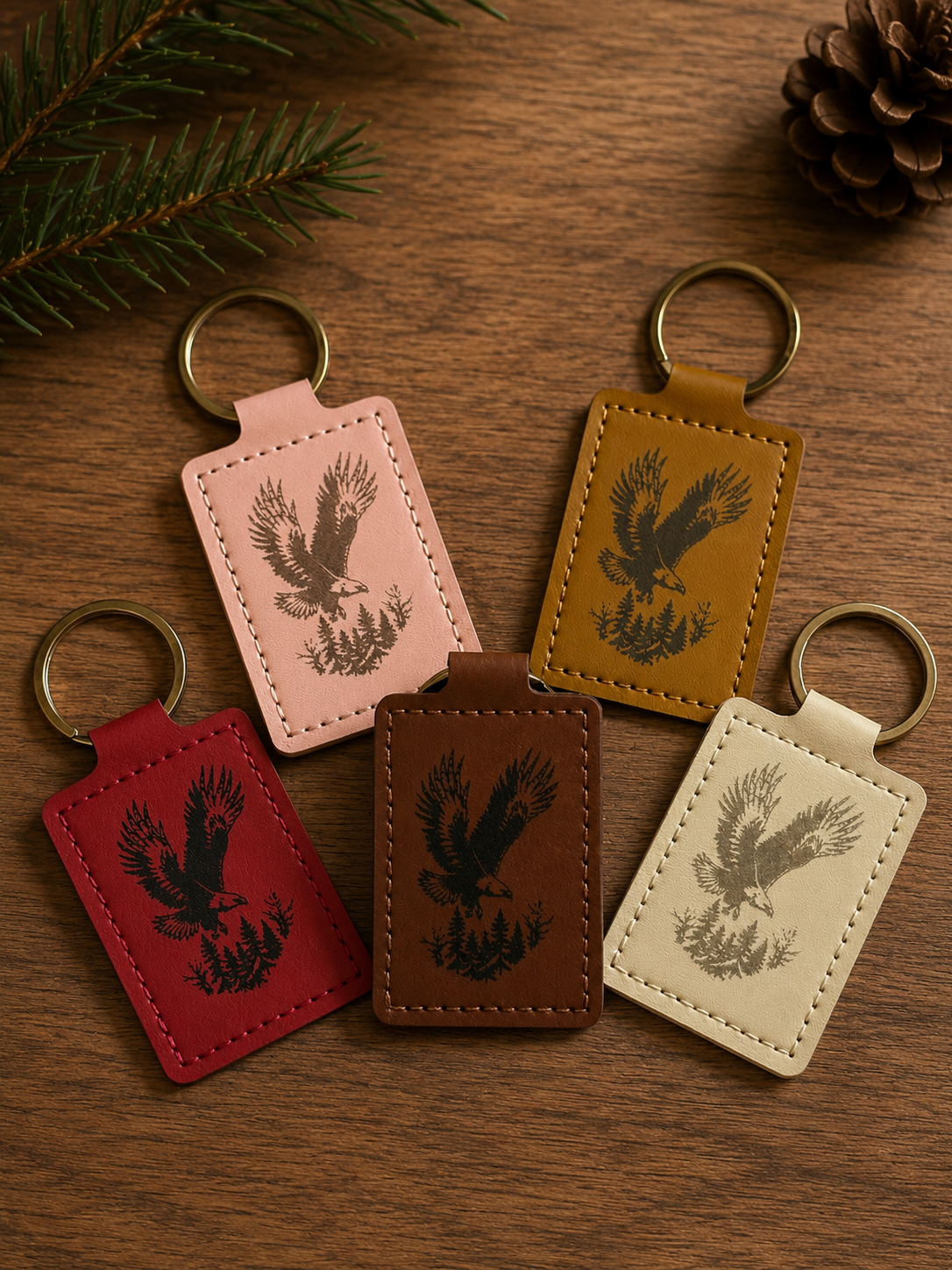 Engraved Leather Keychains