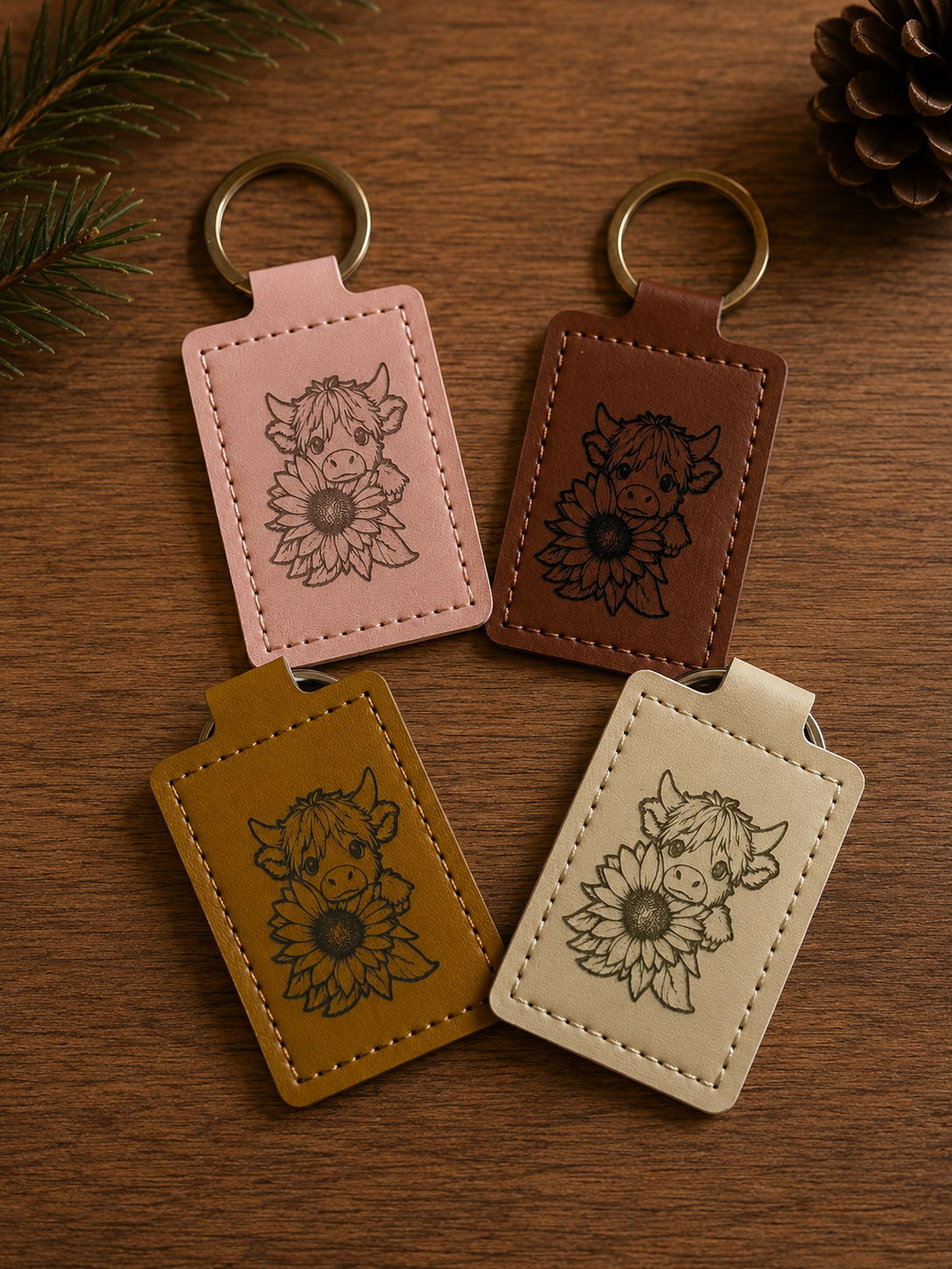 Engraved Leather Keychains