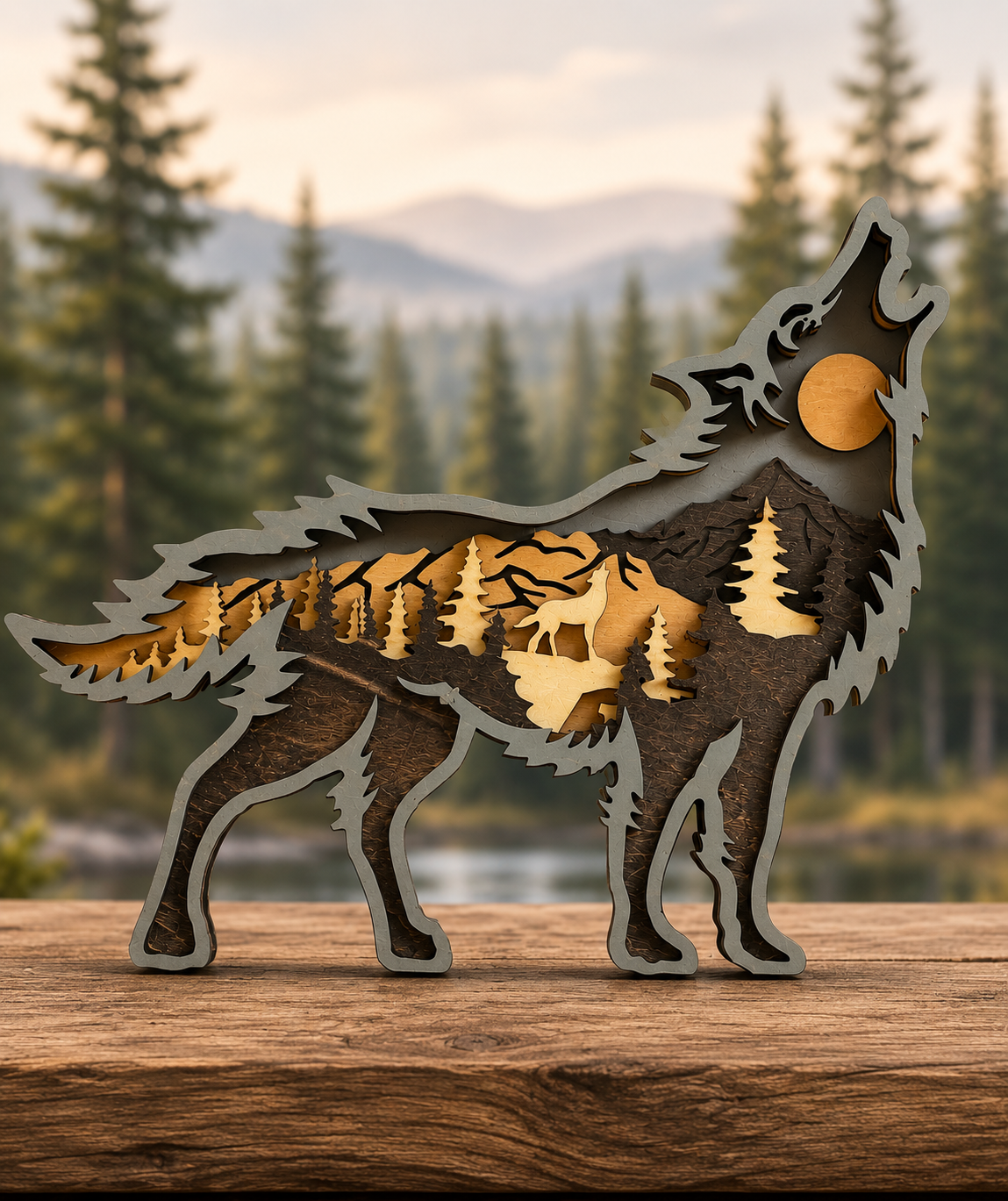 Layered Wildlife Scenery Silhouettes