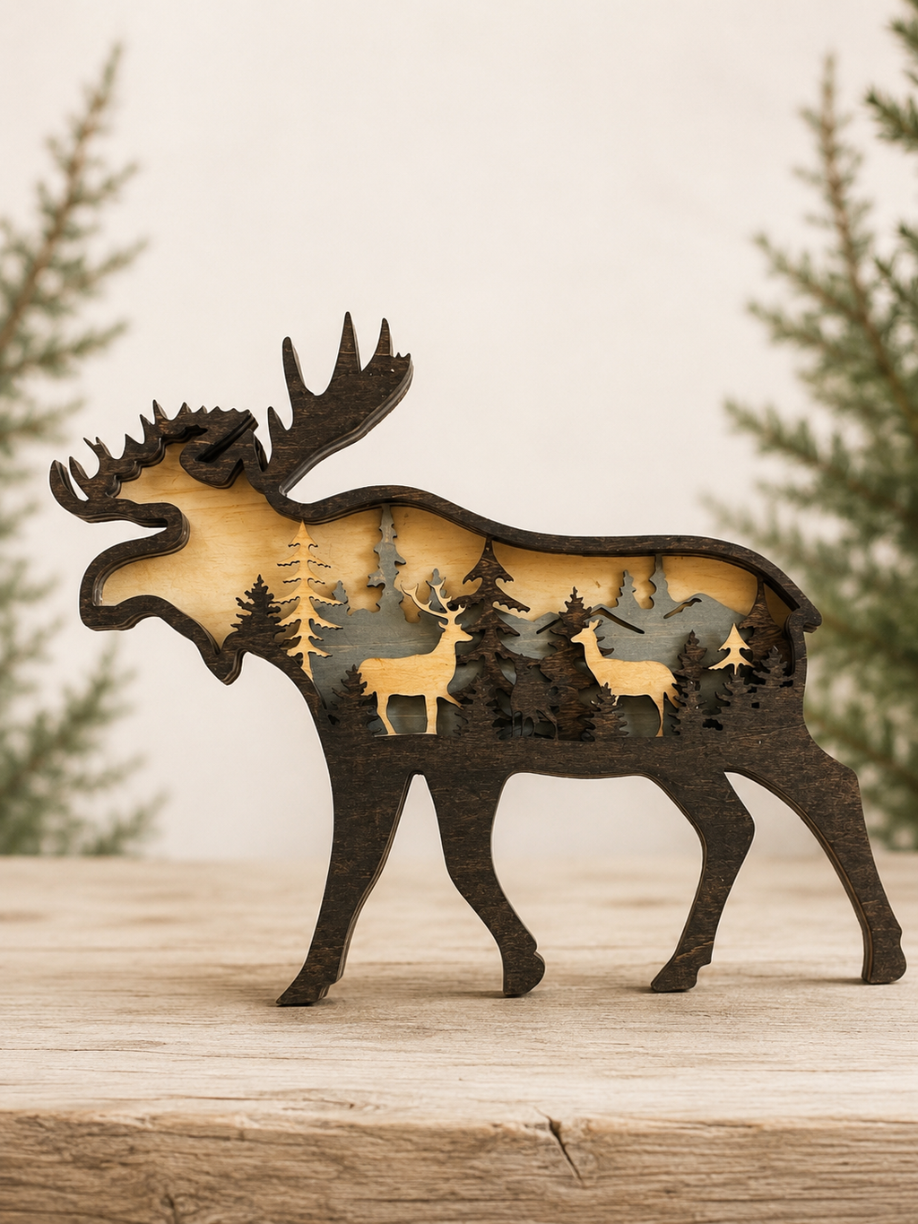 Layered Wildlife Scenery Silhouettes