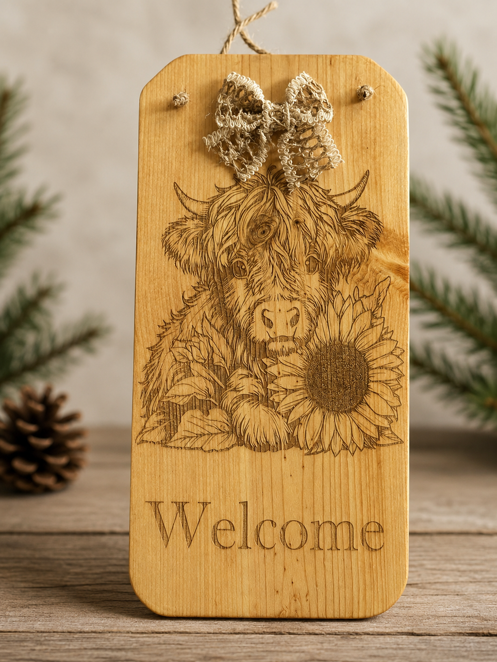 Highland Cow Welcome Sign