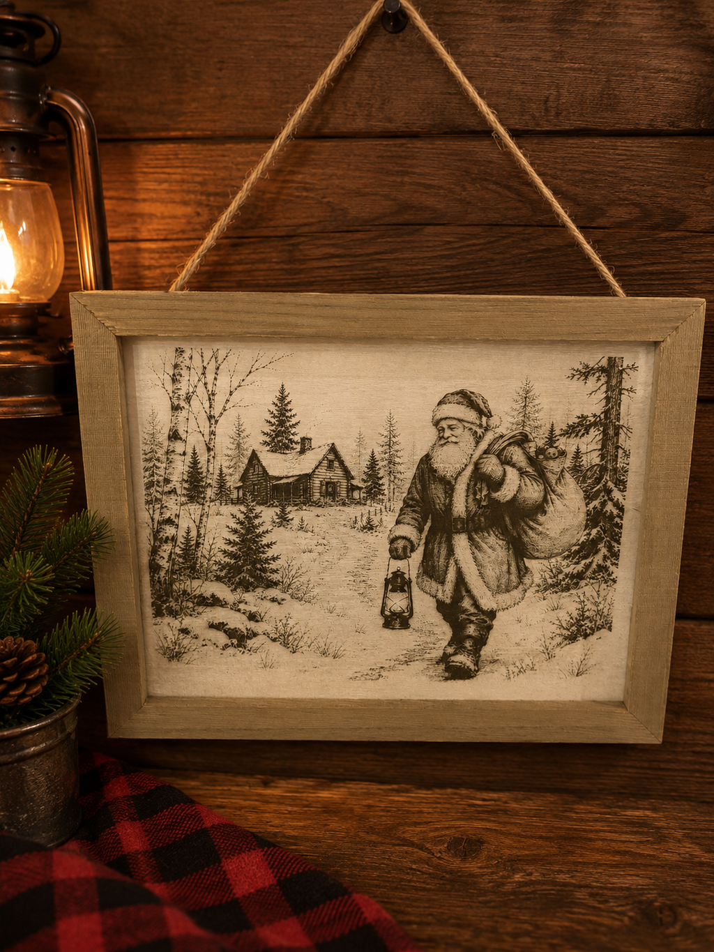 Christmas Whitewashed Wood Engravings