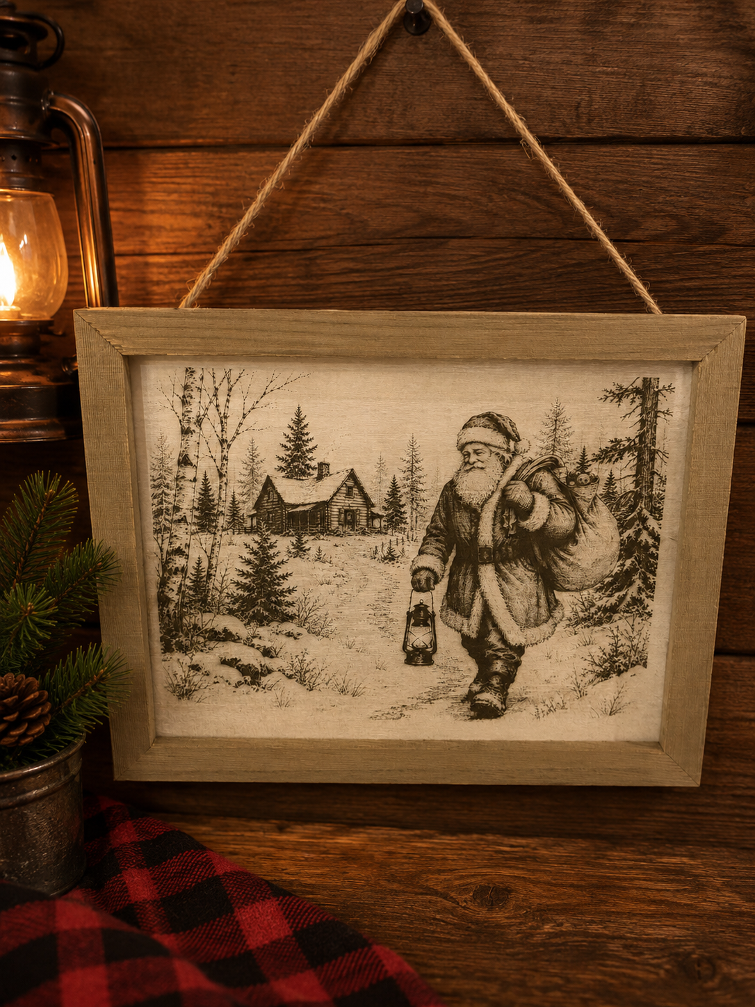 Christmas Whitewashed Wood Engravings