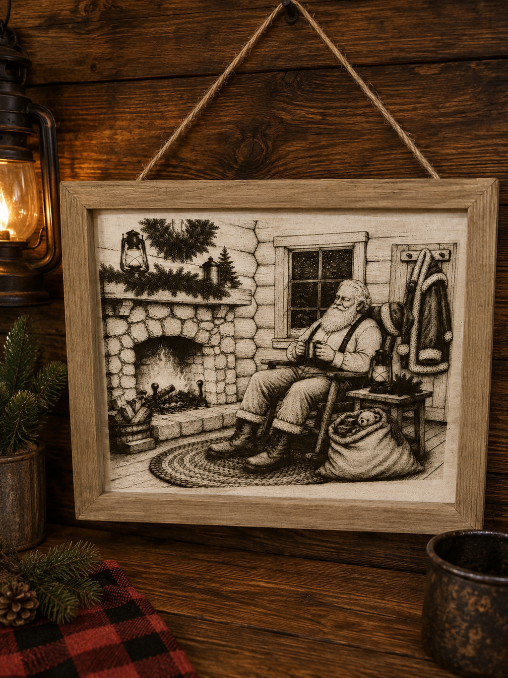 Christmas Whitewashed Wood Engravings