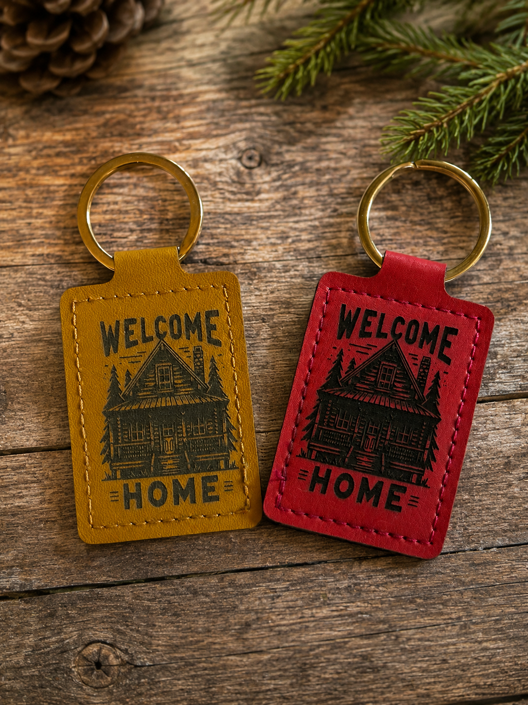 Engraved Leather Keychains